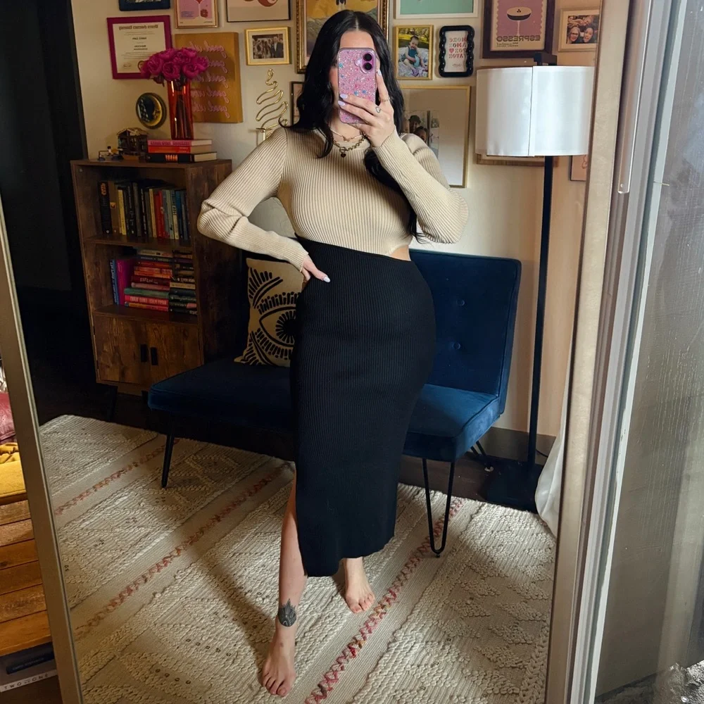 Lulus Cutout Color Block Midi Sweater Dress - Picture 7 of 11